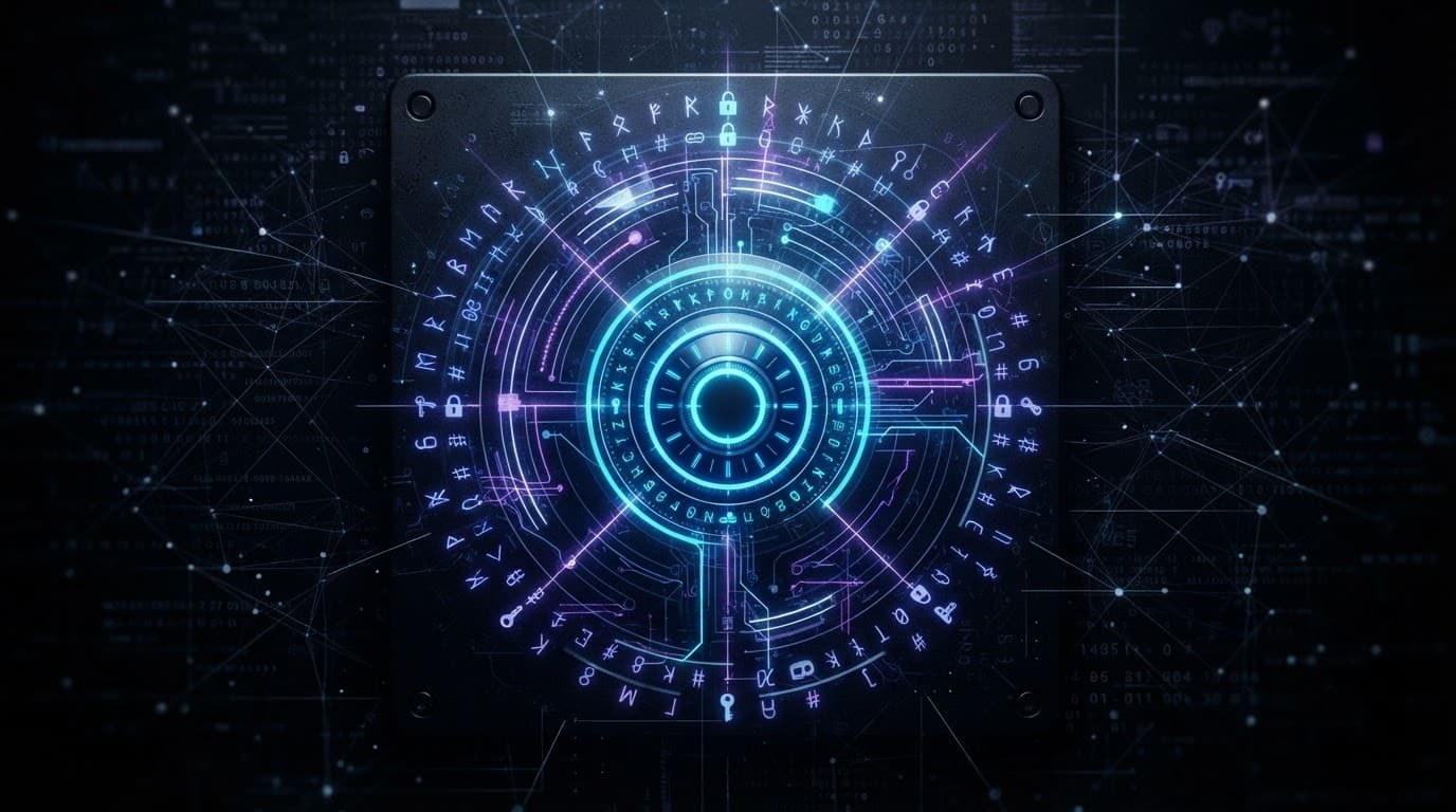 Un verrou cryptographique lumineux sur fond sombre symbolisant la sécurité des données.
